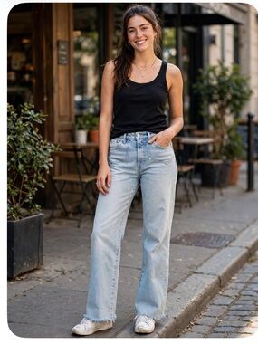 wild fable Light Blue mid rise Wide Leg Jeans